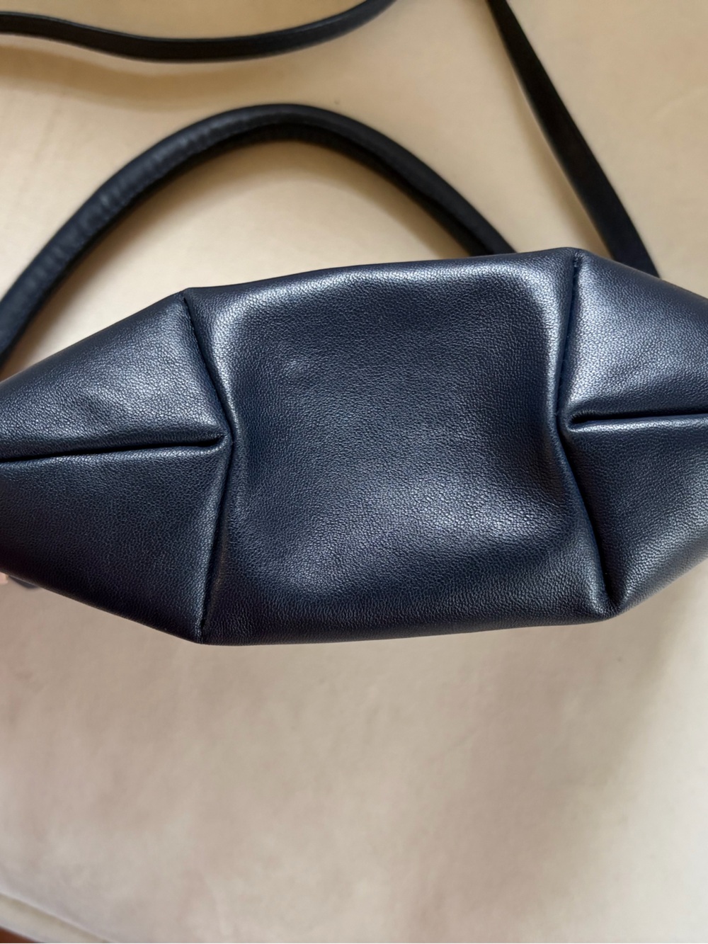Clare V. Petit Moyen - Navy Nappa Leather Crossbody and Shoulder Bag - Picture 7 of 10